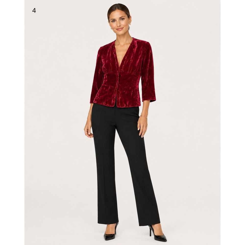 Vintage Y2K Intuitions Velvet Cardigan Jacket sz 4 Red Holiday Vamp Whimsigoth
